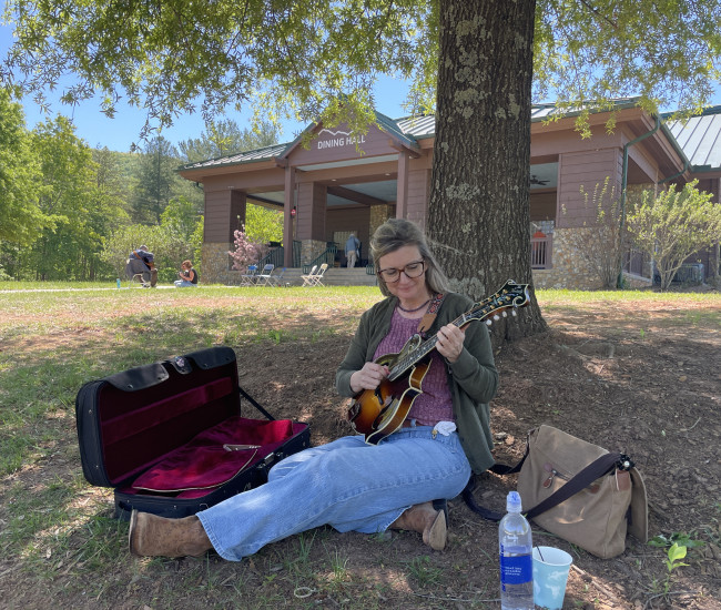 Resting and picking shade tree